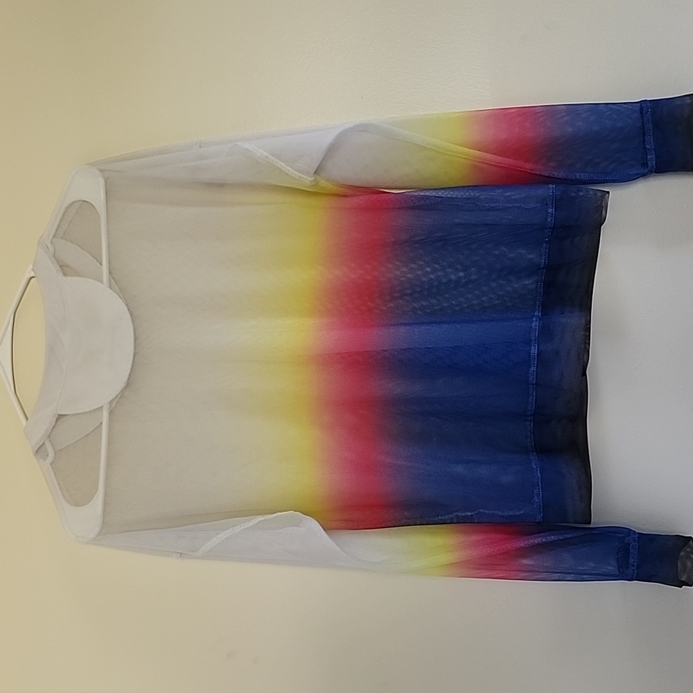 Lucky in Love Neon Light Ombre Mesh Long Sleeve Pullover Top  Size Medium - Picture 10 of 11